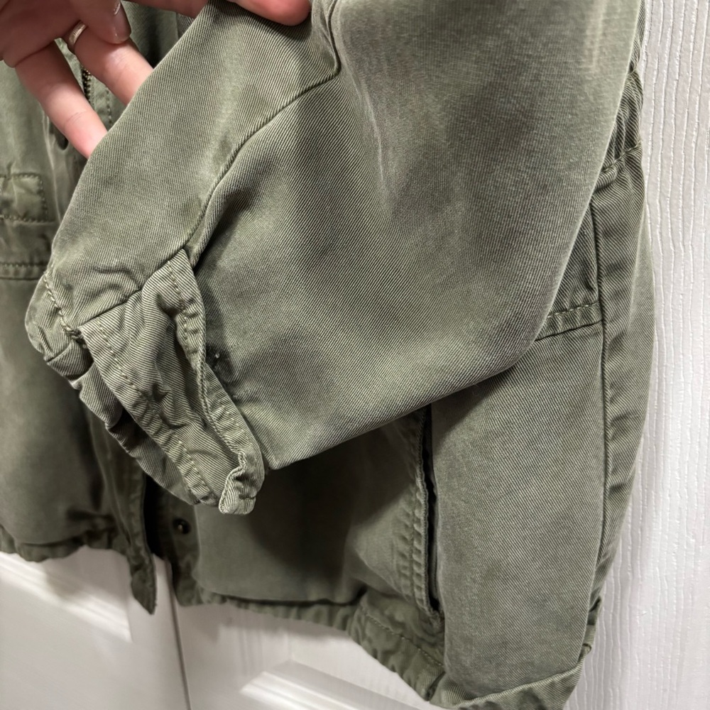 American Eagle Outfitters Olive Green Utility Cargo Jacket Hooded Grunge - Picture 3 of 7